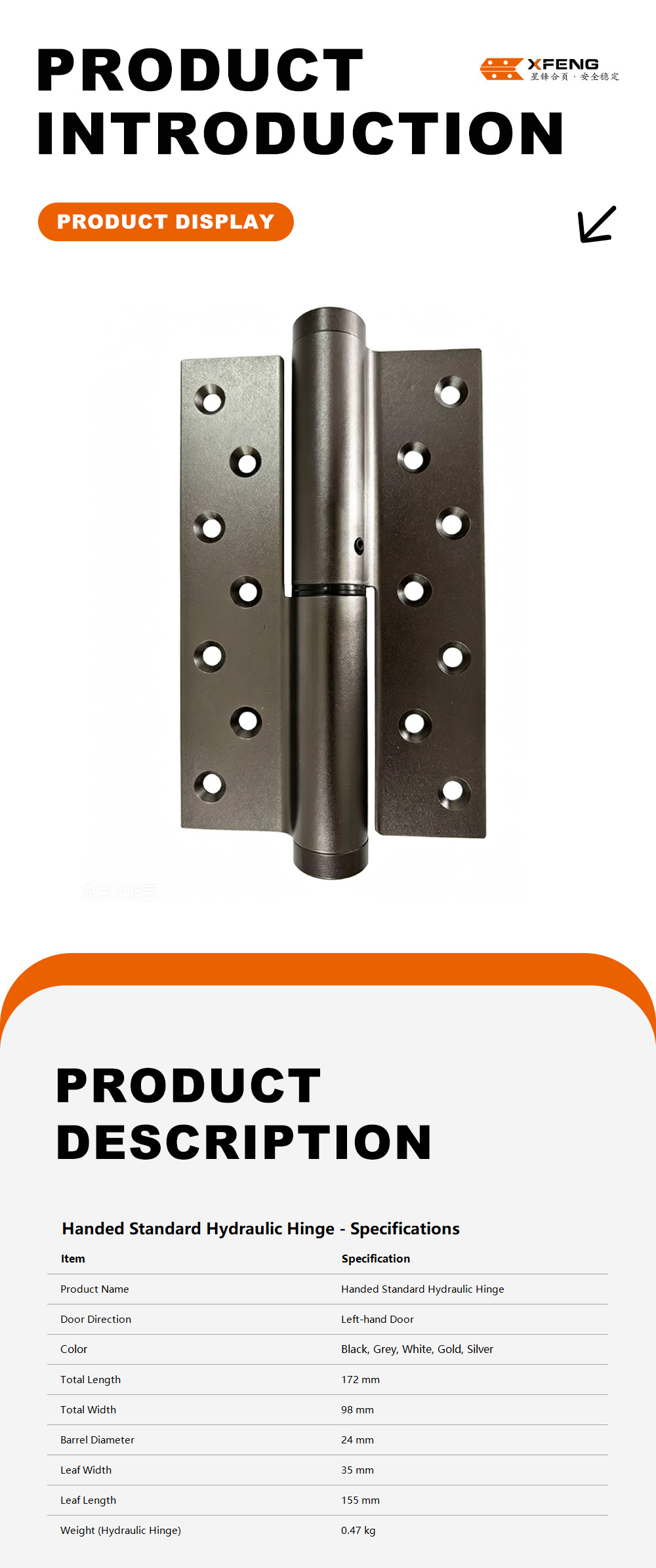 Handed Standard Hydraulic Hinge5