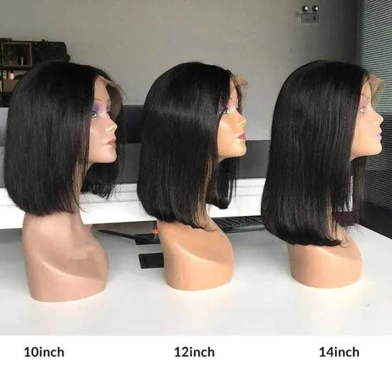Cheap Price Black Short Wigs Raw Peruvian Bob Wig, Cheap Bob Wigs Human Hair Lace Front, 8-14 Inch Glueless Bob Wigs With Bangs