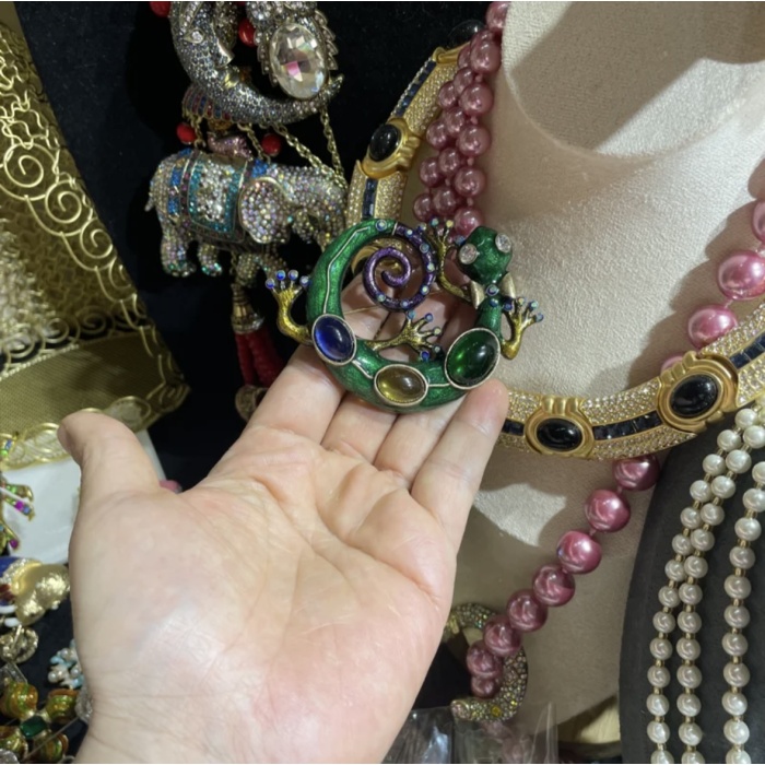 Chameleon retro e fofo e pequeno broche de lagarto