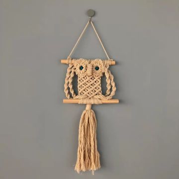 Ręcznie robione Boho Owl Macrame WALLINGS Z TASSEL: Unikalny nordyc