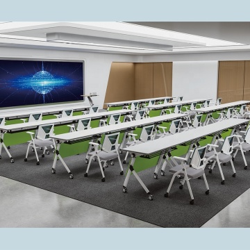 Mobile Foldable Training Table and Arm Nesting Chair with Upholstery
