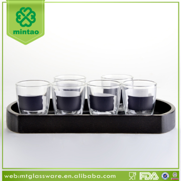 Bar Use Blackboard Painting Shot Glass Set with MDF Serving Tray