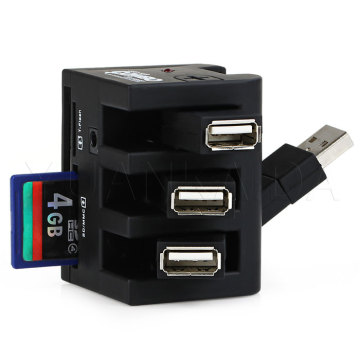 Rotate USB HUB 2.0 Card Reader Black