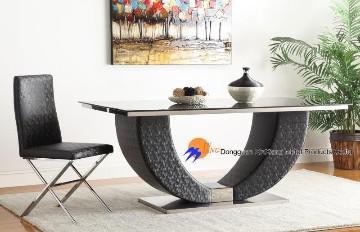 Elegant dining set with stainless steel, tempered glass