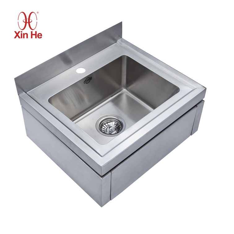 Knee operated stainless sink