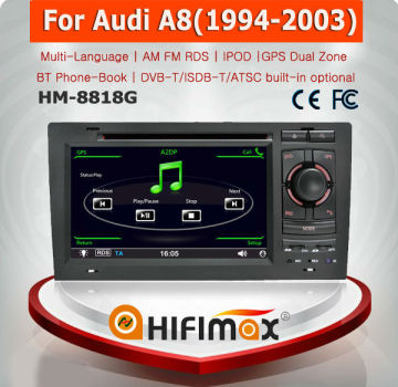 HIFIMAX 7 inch Autoradio GPS DVD for Audi A8 Navigation Head unit - Bluetooth RDS IPOD HD 1080P