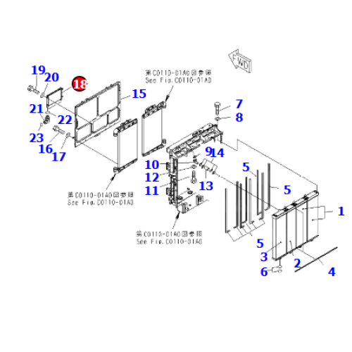 Hydraulic oil cooler 561-03-81280 is suitable for mining truck HD785-7