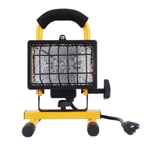 250-Watt Portable Halogen Floodlight: Ideal for Indoor and Outdoor Use - Handheld with Stand