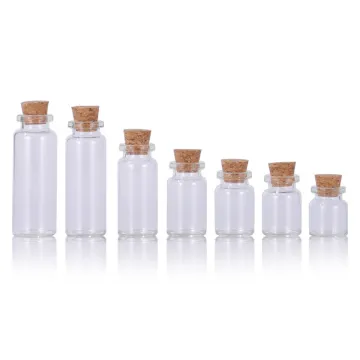 Customizable Wholesale Mini Wishing Bottles: 5ml, 10ml, 15ml, 20ml, 25ml Glass Vials with Cork Stopper