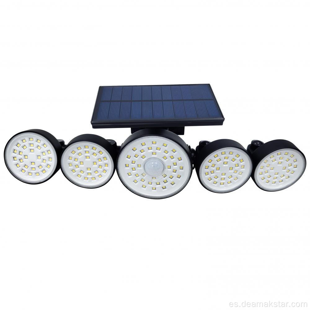 Seguridad solar Luces exteriores 5 Cabeza ajustable