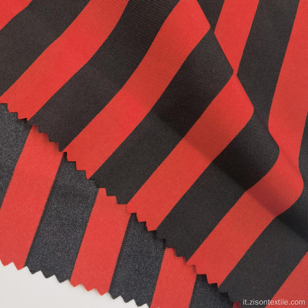 Tessuti in poliestere pongee stampato a righe nere rosse di moda