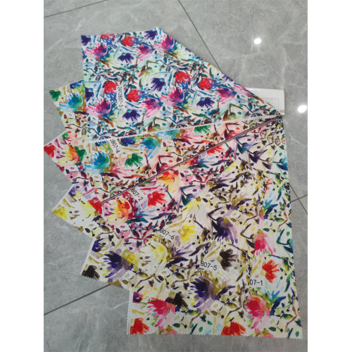 Summer Striped Floral Printed Stretch Satin Dress Fabric