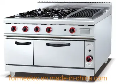 Kitchen Equipment Gas Combination Oven 4-Burner Gas Range with Griddle & Oven