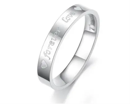 Love you forever custom stainless steel couple rings