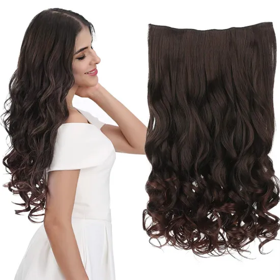 Wholesale Heat Resistant Fiber Natural Blonde Brown Black Long Wavy One Piece Clip in Hair Extension Synthetic Hair Extensions