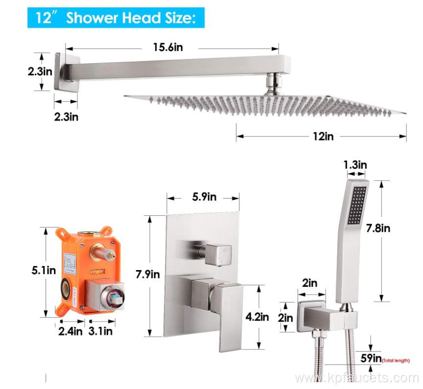 Brass Shower Faucet With Rainfall Plate Spray Head