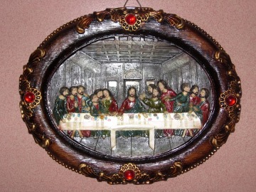 Oval Resin Religiöse Plakette für Weihnachtsdekoration