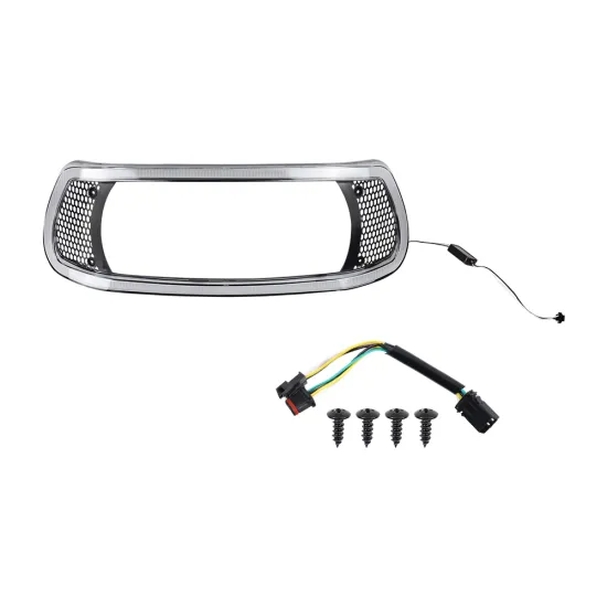 Headlight Fairing Trim Cover Bezel with DRL LED Light for Harley Touring Road Glide 2015+