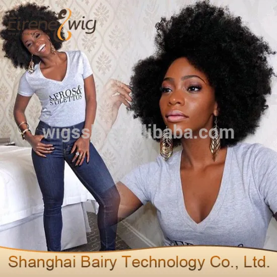 Eirene Natural Black Human Hair Full Lace Wig Afro Kinky Curly Lace wigs