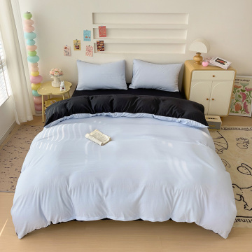 Microfiber Printed Bed Sheet Set: Flat Sheet, Pillow Case, and Quilt Cover in Solid Wash Cotton Feel