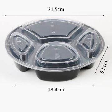 Disposable Food Packaging: 4 Compartment Round 12-28 oz Microwave Safe Meal Prep Containers