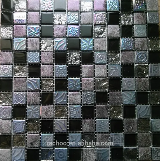 Black solid glass kitchen backsplash mosaic bathroom tile