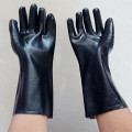 Black PVC cotton gloves.Smooth finish. 35cm