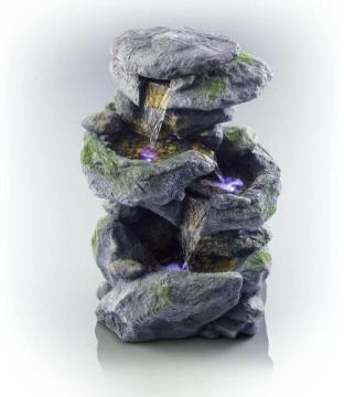 3 Tier Rock Waterfall Fountain with LED Lights