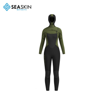 Seaskin Womens 5/4mmフード付きネオプレンウェットスーツは寒い気候