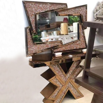 Modern Mirrored Entrance Hallway Furniture: Gold Glass Console Table