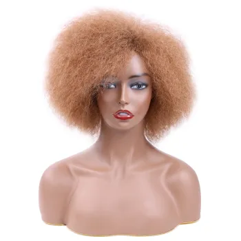 Afro wig synthetic Hair machine made afro kinky hair type short wig