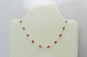 925 Sterling Silver Pink Tourmaline Hydro Gemstone Necklace