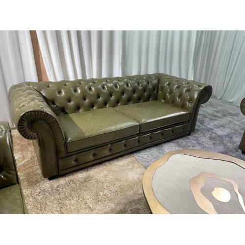 Genuine leather couch Chesterfield Luxury living room sofa