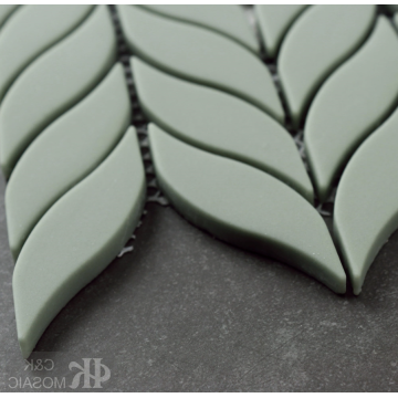 Glass mosaic tile leaf shape