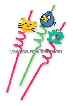 crazy straws with animal attachment
