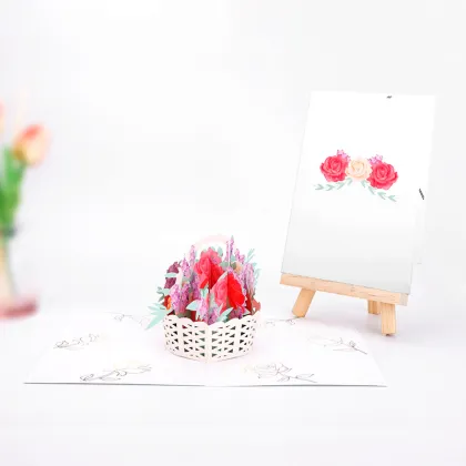 Mother's Day Rose Basket Pop Up Card