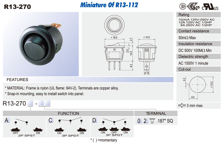 Waterproof Rocker Switch