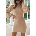 Womens Long Puff Sleeve Sweater Dress