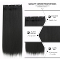 Alileader Recommend 24inch Long Straight Hairpiece Silk 5 Clips Seamless Clip In Hair Extension