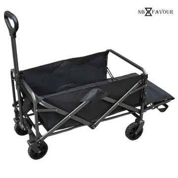 Nb-Favour Outdoor Folding Utility Wagon Cart Collapsible Bracket Adjustable Trolley for Camping Picnic Garden Beach