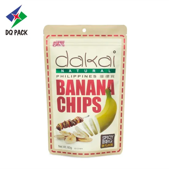 Matt effect banana chips reusable food packaging bag