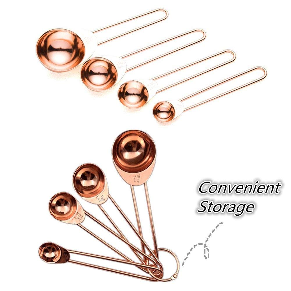 stainless steel rose gold measuring spoon set