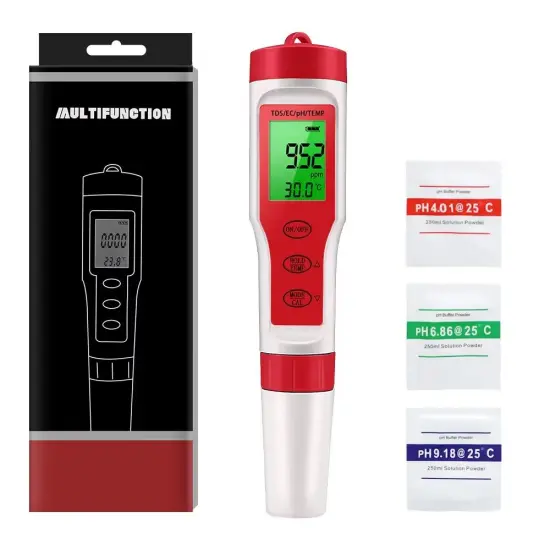 High Quality 4-in-1 TDS/PH/EC/TEMP Water Quality Tester Pen for Aquaculture