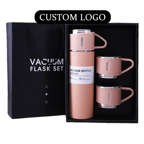 Factory Wholesale: 500ml Set Christmas Gift - Thermos Vacuum Flask Stainless Steel Water Bottle with 2 Cups for Hot and Cold Drinks