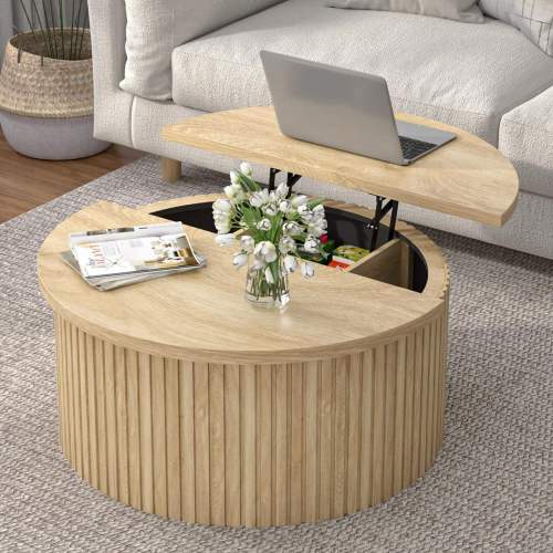 Adjustable round coffee table for living rooms