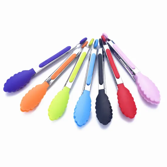 New Hot Sale Silicone Kitchen Barbecue Tong Grilling Cooking BBQ Salad Serving Stainless Handle Utensil Kitchen Accessories