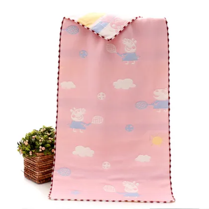 Six-layer cartoon cotton children's gauze kindergarten towel