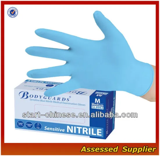 LWX131 Powder-Free 9 1/2" Disposable Nitrile Gloves/isposable nitrile examination gloves/blue nitrile disposable gloves