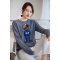 Space rabbit round neck wool inlaid pullover sweater