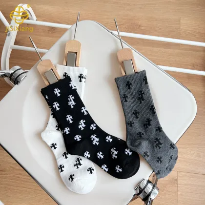 Korean Cross Flower High Socks Autumn/Winter Sports Socks